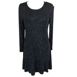 Ronni Nicole Evening Glitter Fit Flare Dress Knee Length Long Sleeves Size 12P